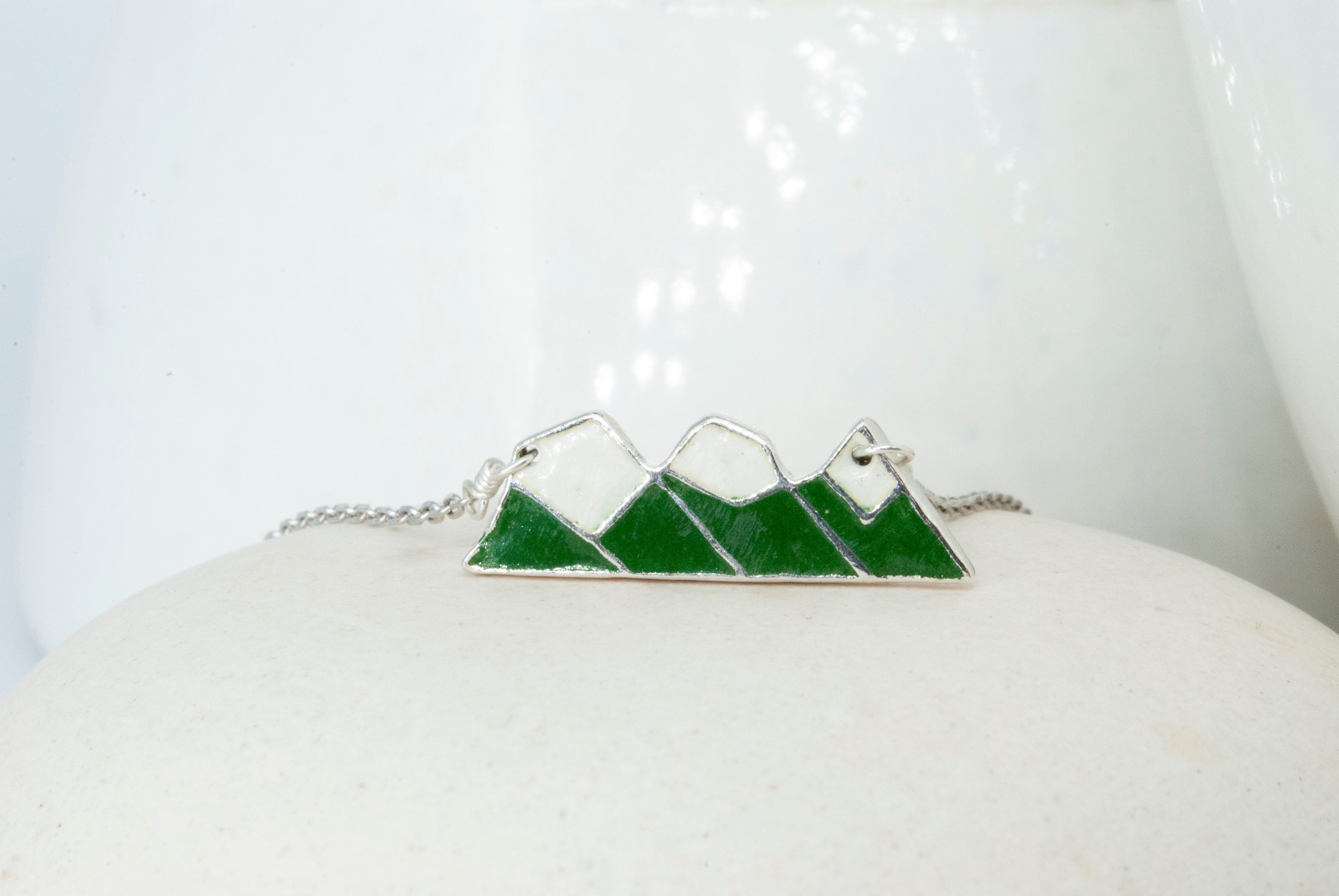 Three Sisters Mountain Necklace - Irish Green