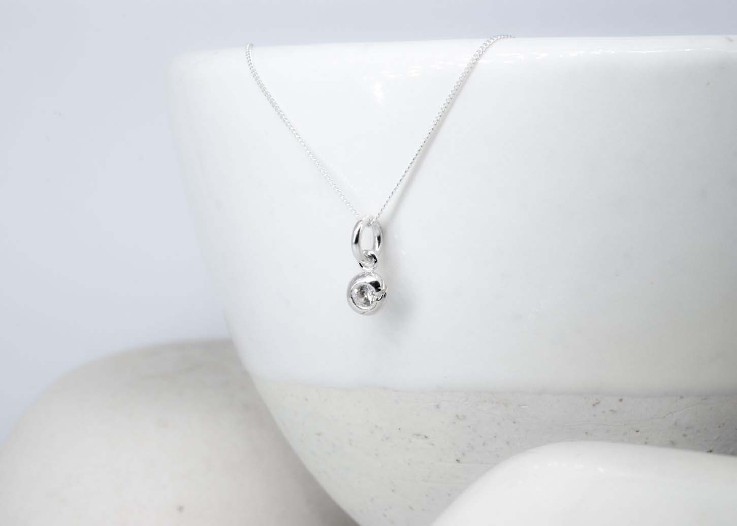 White Sapphire River Gem Necklace - April