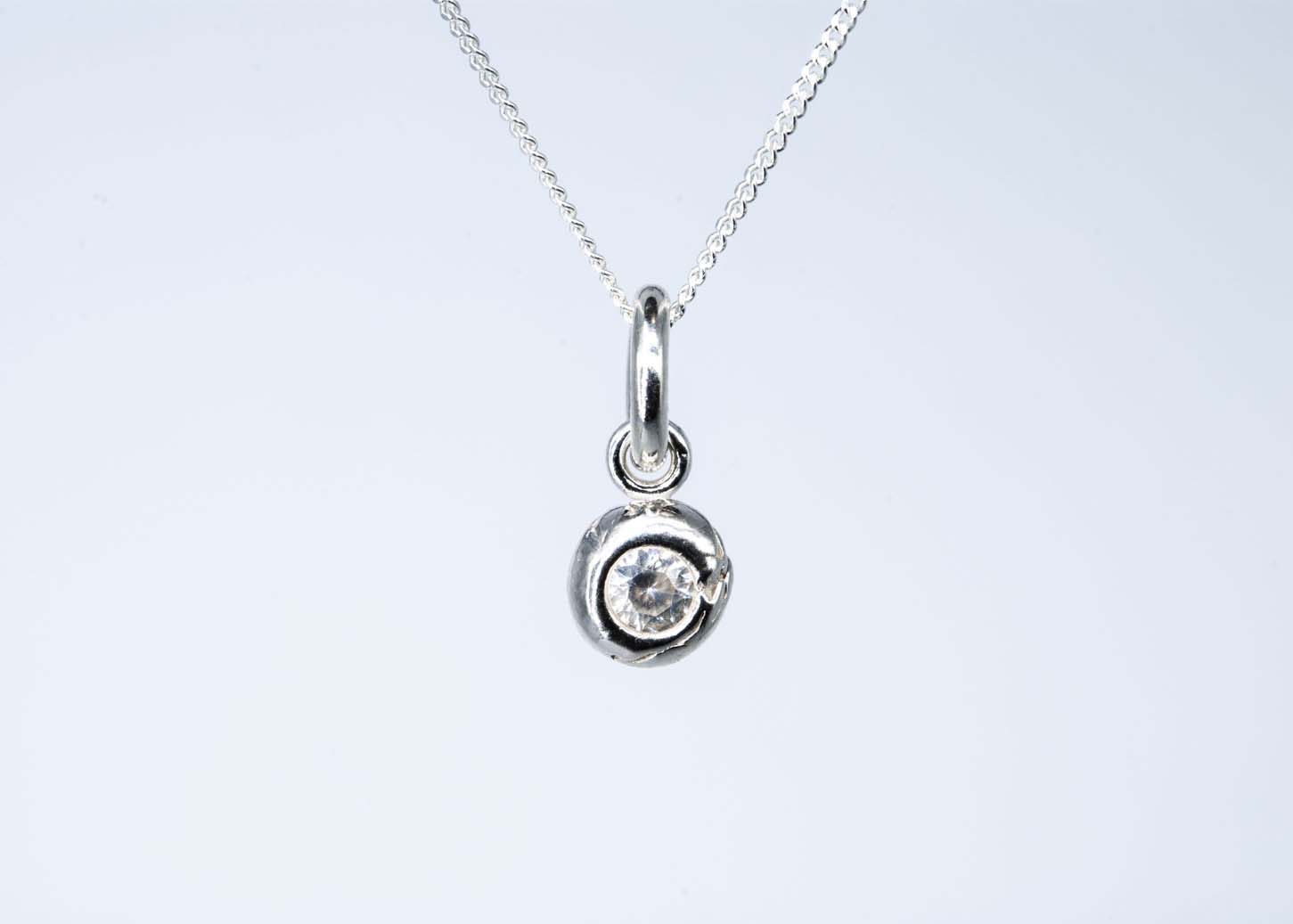 White Sapphire River Gem Necklace - April