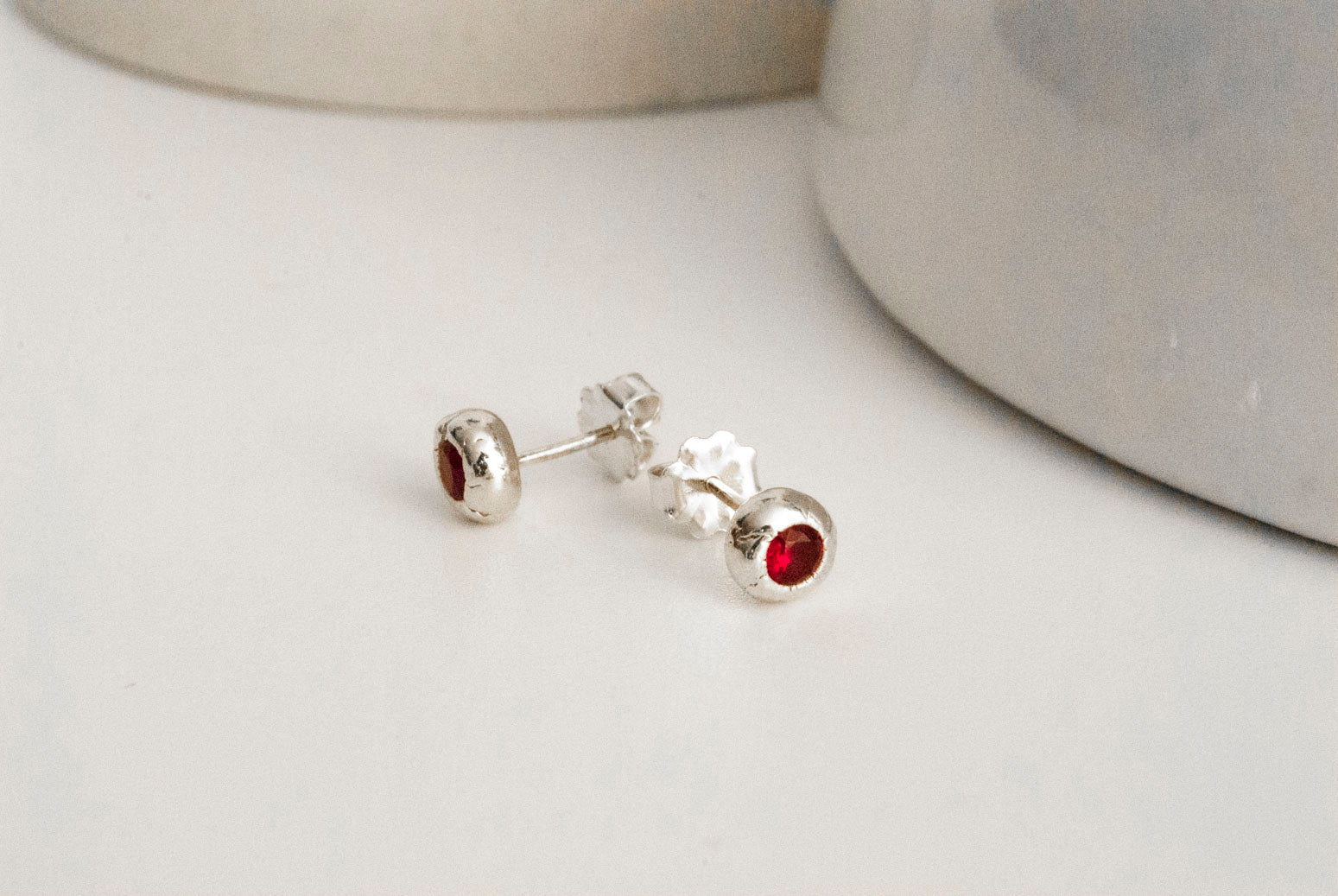 Garnet River Gem Studs - January