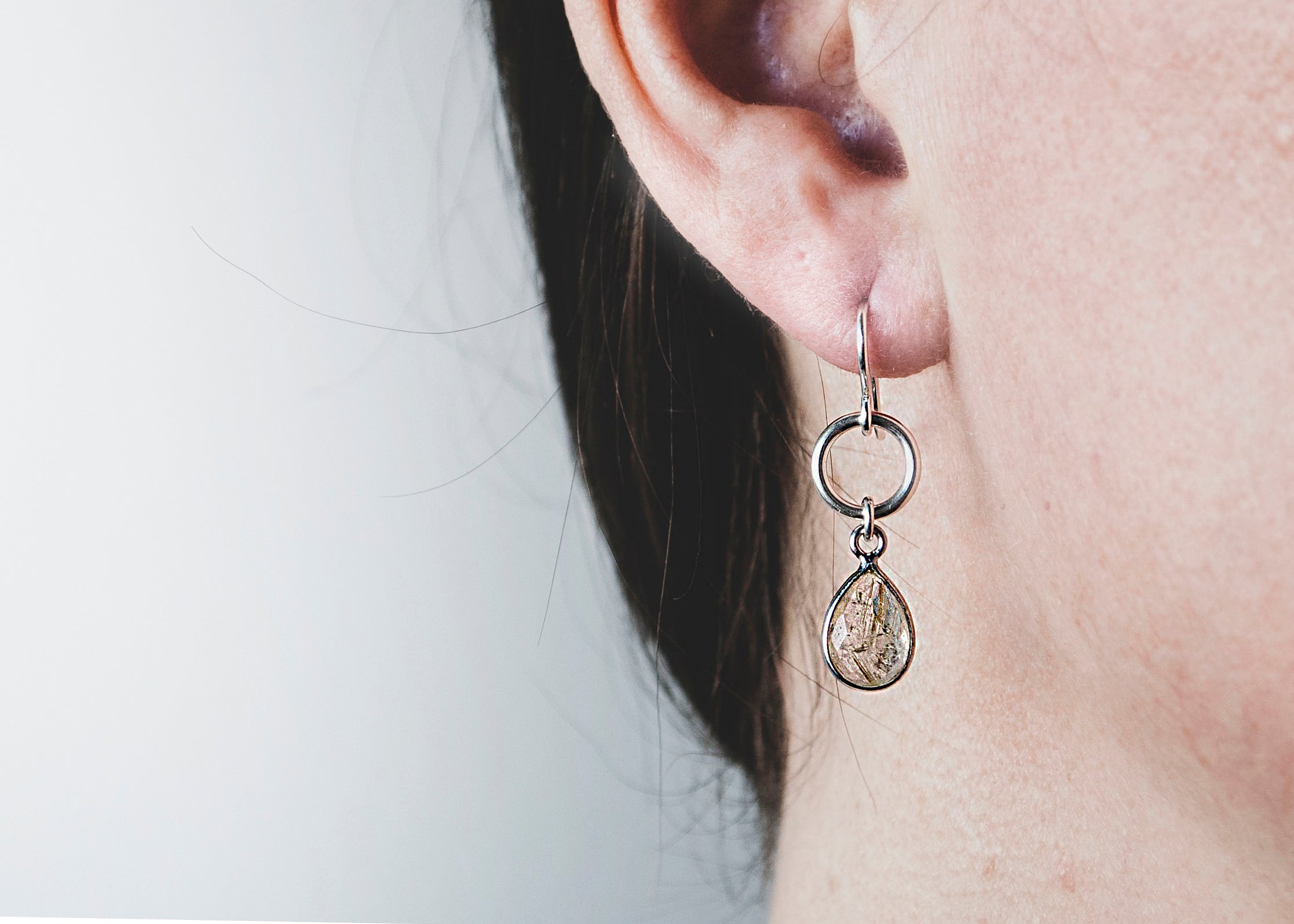 Gold Quartz Stone Earrings