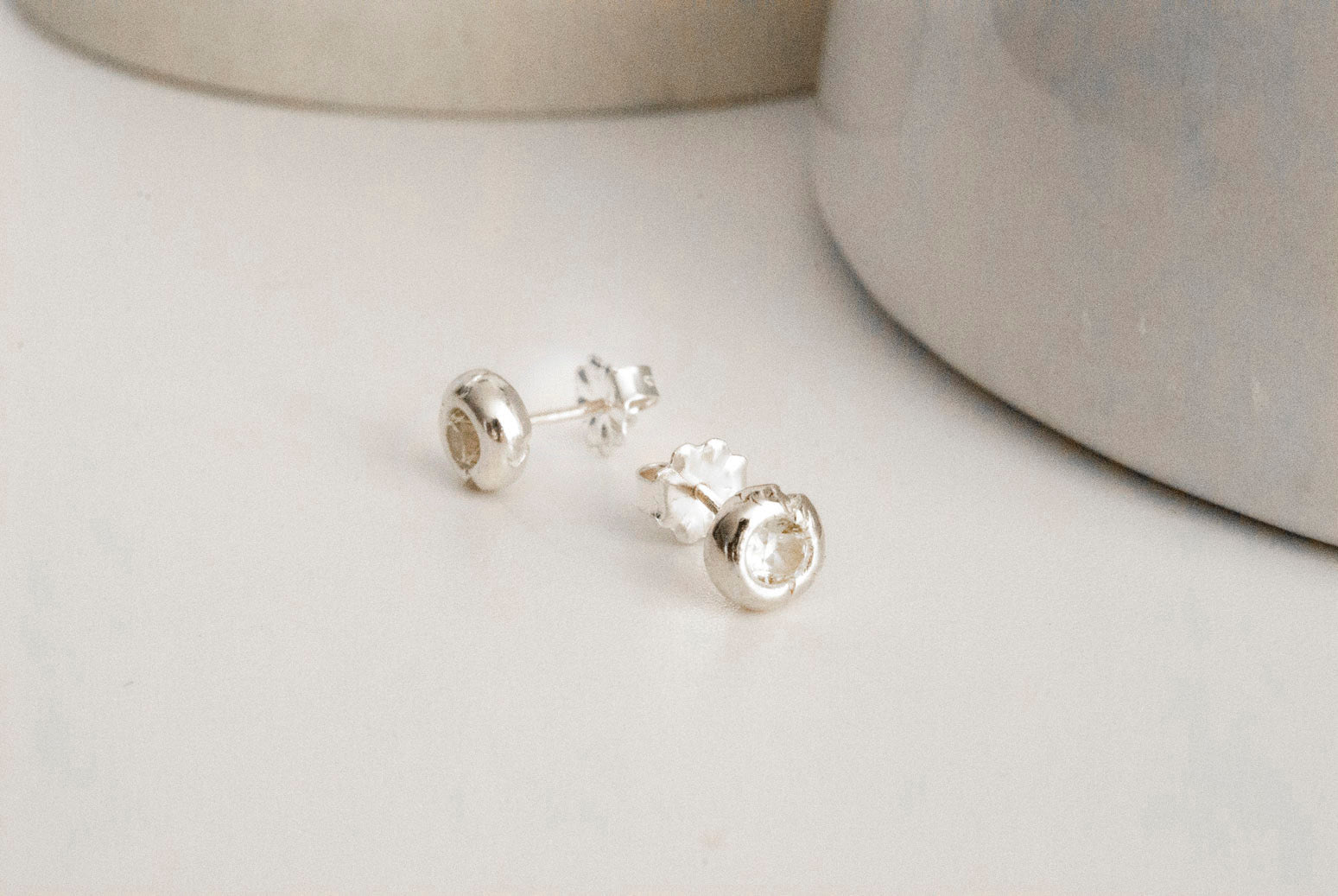 White Sapphire River Gem Studs (April)