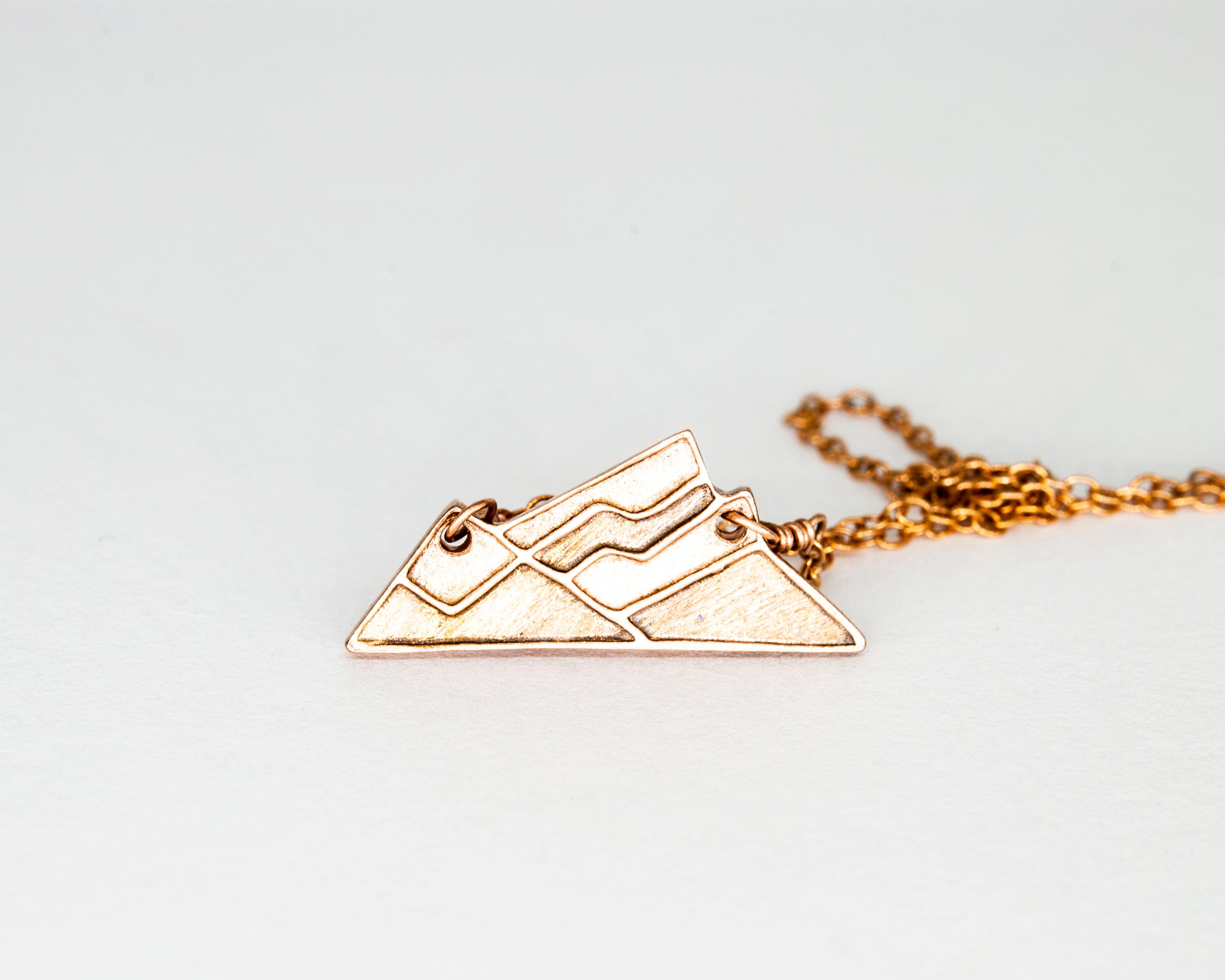 14K Rose Gold Cascade Mountain Necklace